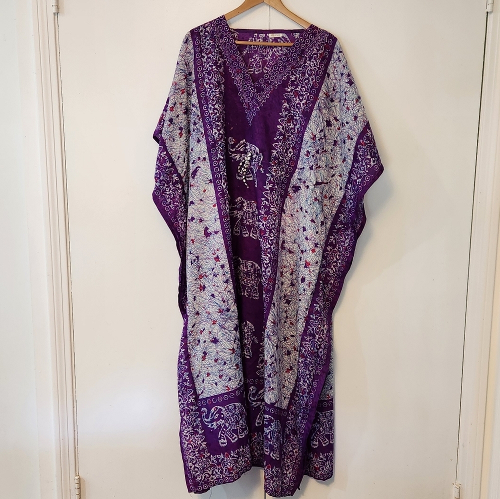 Purple Batik Elephant Kaftan (OS)